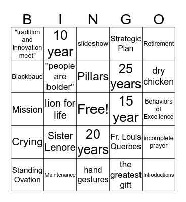 Luncheon Bingo Card