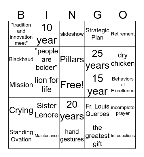 Luncheon Bingo Card