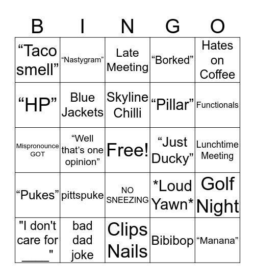 Tim Bingo Card