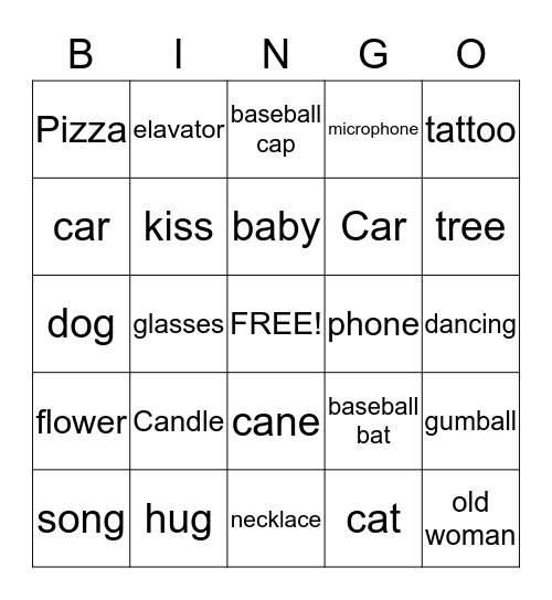 What can you find in the movie? Bingo Card