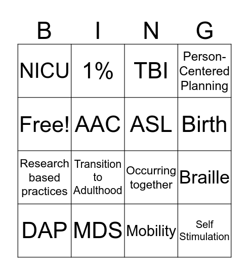 MDS Bingo Card
