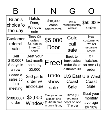 AdvanTec Sales BINGO! Bingo Card