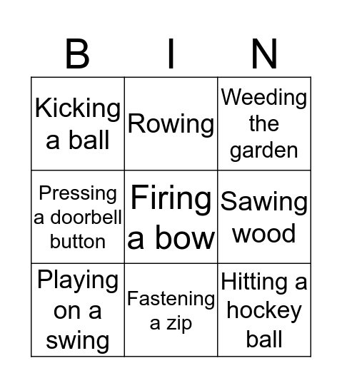Push/Pull Bingo Card
