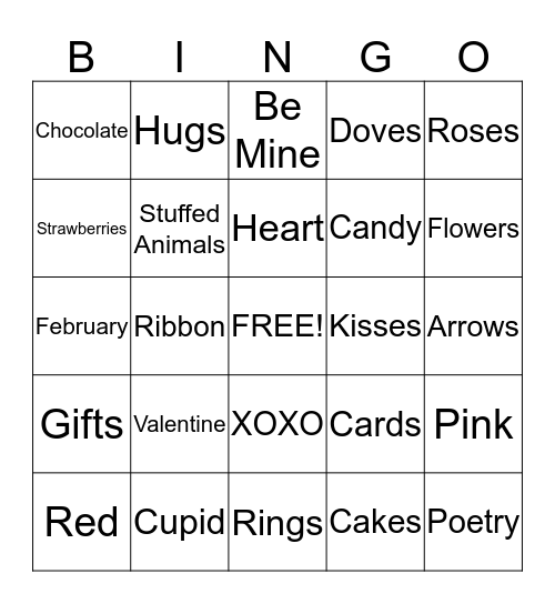 Valentines Bingo Card