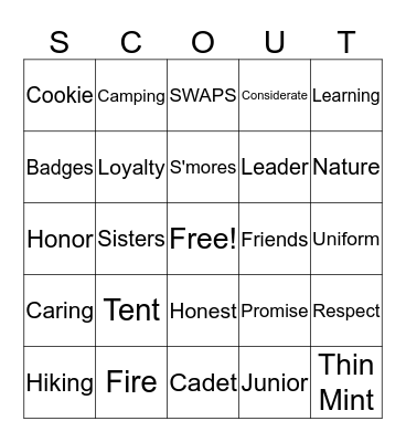 Girl Scout Bingo Card