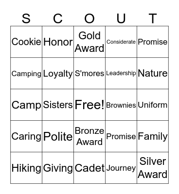 Girl Scout Bingo Card