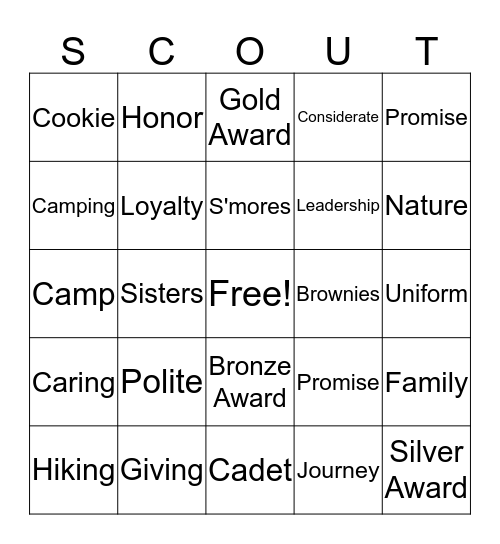 Girl Scout Bingo Card