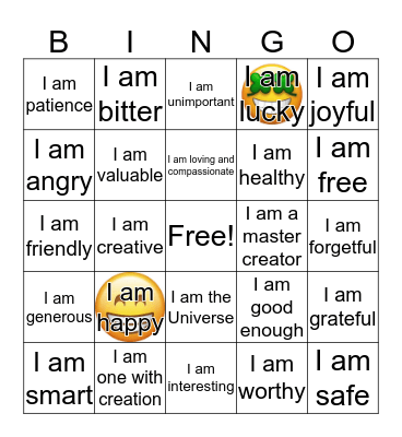 Affirmation Bingo: Bingo Card