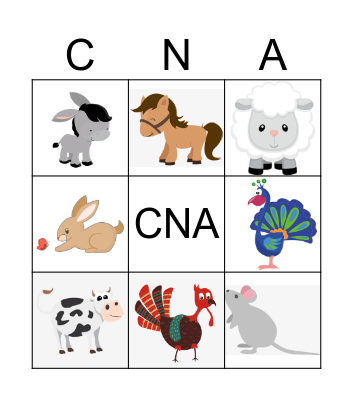 FARM ANIMALS Bingo Card