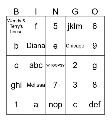 Diamond & Shannon's Baby Shower Bingo Card