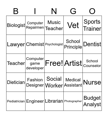 Career Bingo Card