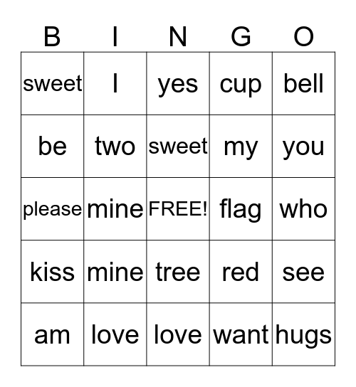 VALENTINE Bingo Card