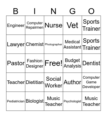 Career Bingo Card