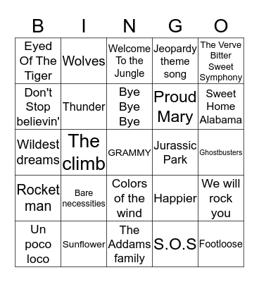 MUSIC Bingo Card