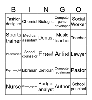 Career Bingo  Bingo Card