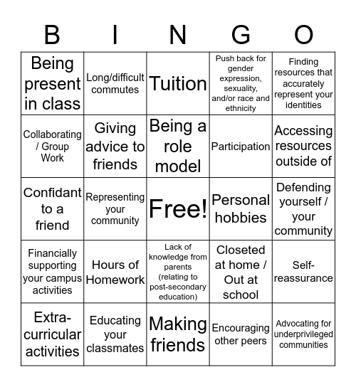 A Seat at the Table. Bingo Card
