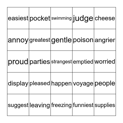 Spelling Bee Level 2 Bingo Card