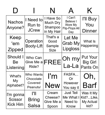 DINA BINGO! Bingo Card