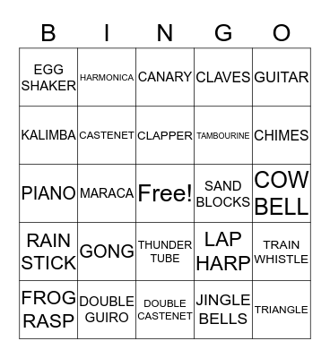 MUSICAL BINGO Card