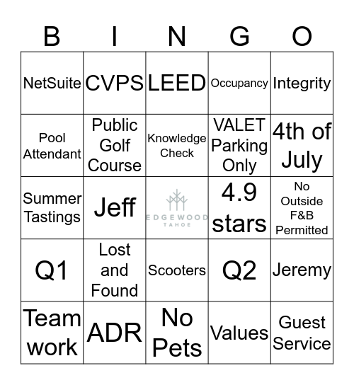 Edgewood Accounting Team Coverall Bingo Card