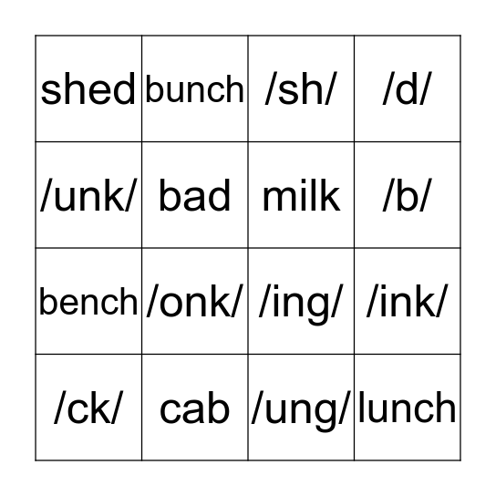 Fundations Sounds Bingo Card