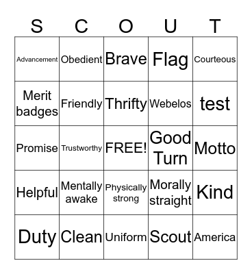 Scout Bingo Card
