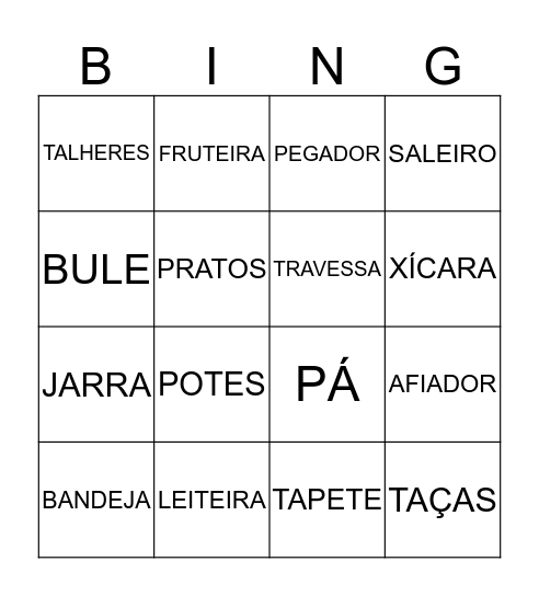 Bingo da Elaine Bingo Card