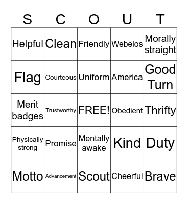 Scout Bingo Card