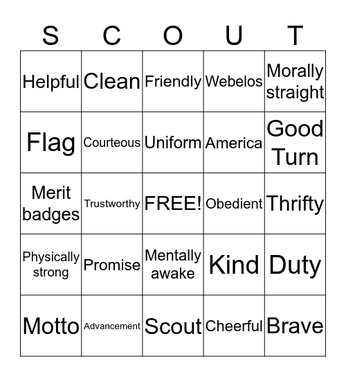 Scout Bingo Card