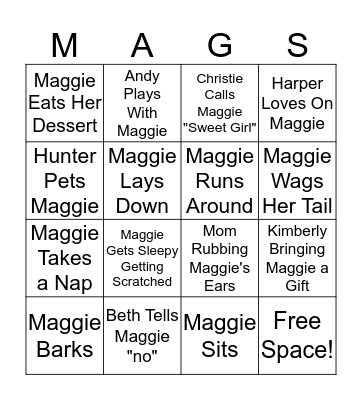 Maggie's 2nd Birthday Bingo Card