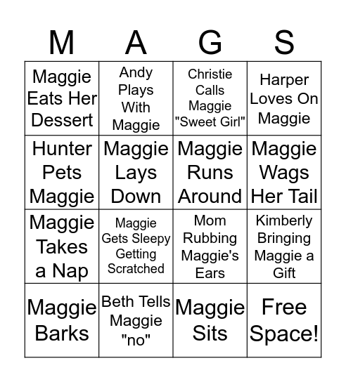 Maggie's 2nd Birthday Bingo Card