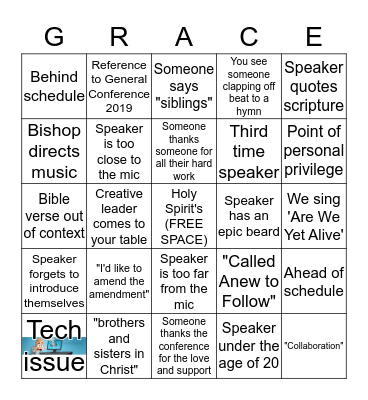 DSC Annual Conference 2019 Bingo Card