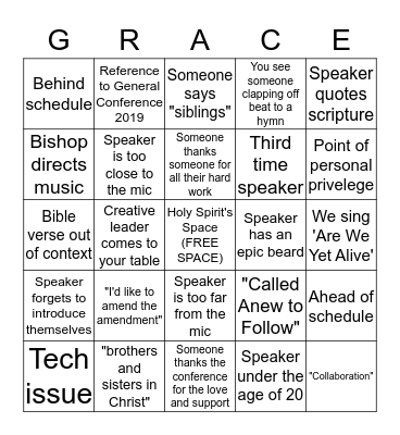 DSC Annual Conference 2019 Bingo Card