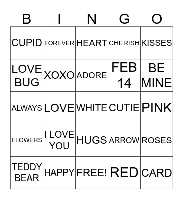 VALENTINE'S DAY 2014 Bingo Card