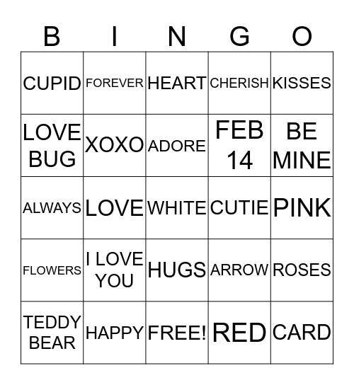 VALENTINE'S DAY 2014 Bingo Card