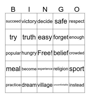 Unit 3 Review Bingo Card