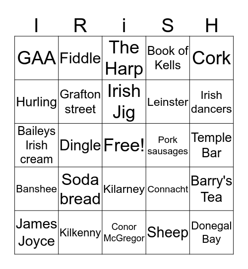 Irish Bingo Card