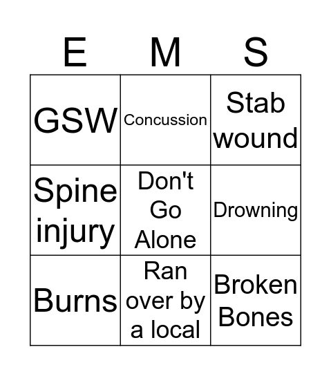 EMS bingo Card