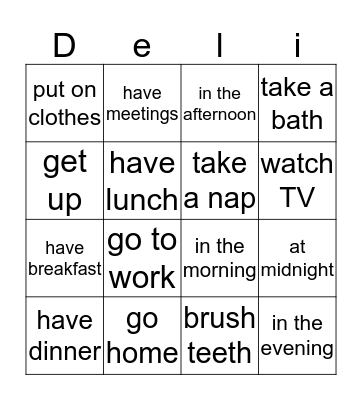 My Day Bingo Card