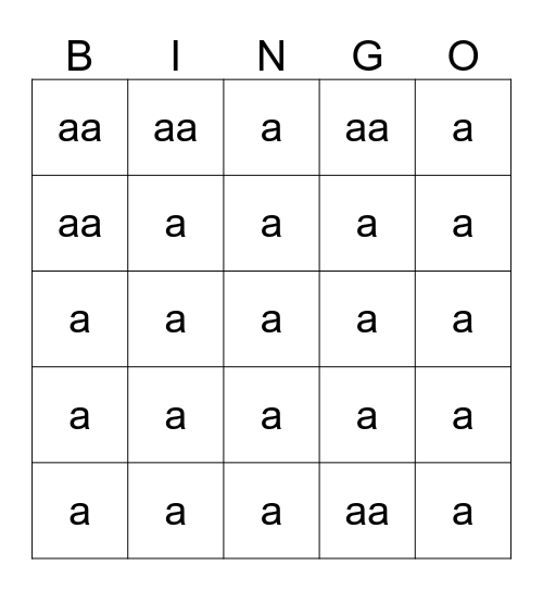 Singles Bingo Card Bingo Card