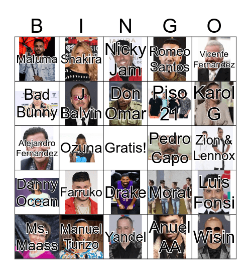 Spanish Music Bingo Card