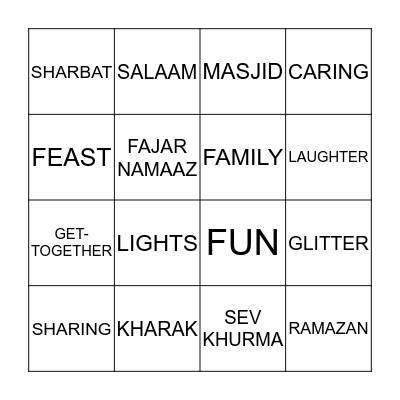 EID-UL-FITR Bingo Card