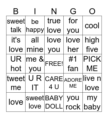 Sweetheart Bingo Card
