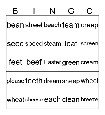 ee  /  ea Bingo Card