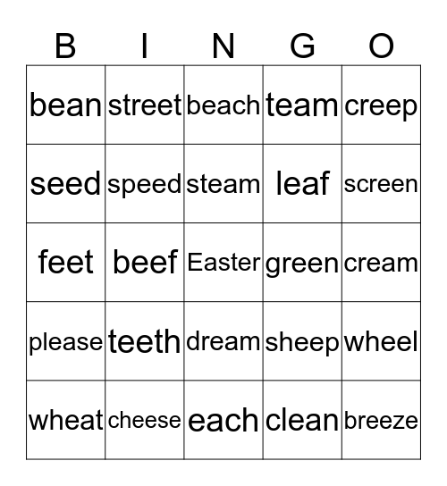 ee  /  ea Bingo Card