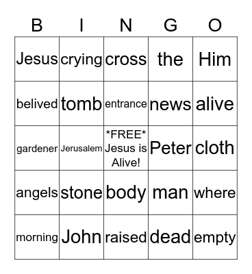 Jesus is Alive! Bingo Card