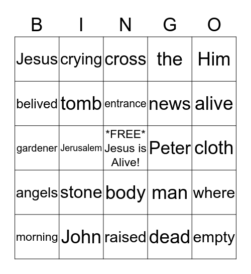 Jesus is Alive! Bingo Card