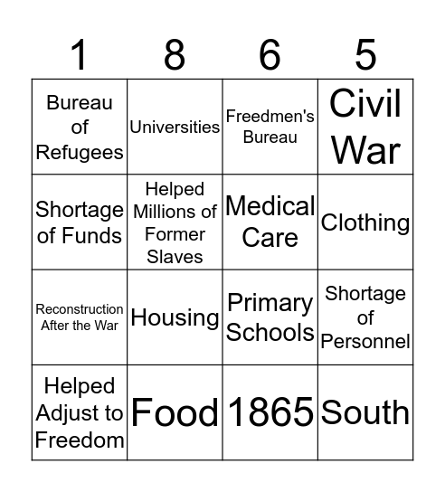 Freedmen's Bureau Bingo Card