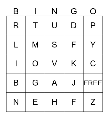 Letters Bingo Card