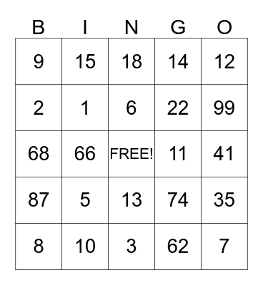 Valentine's Day Bingo Card